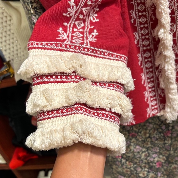 Julia Amory Red Jacket with White Embroidery - Picture 13 of 13